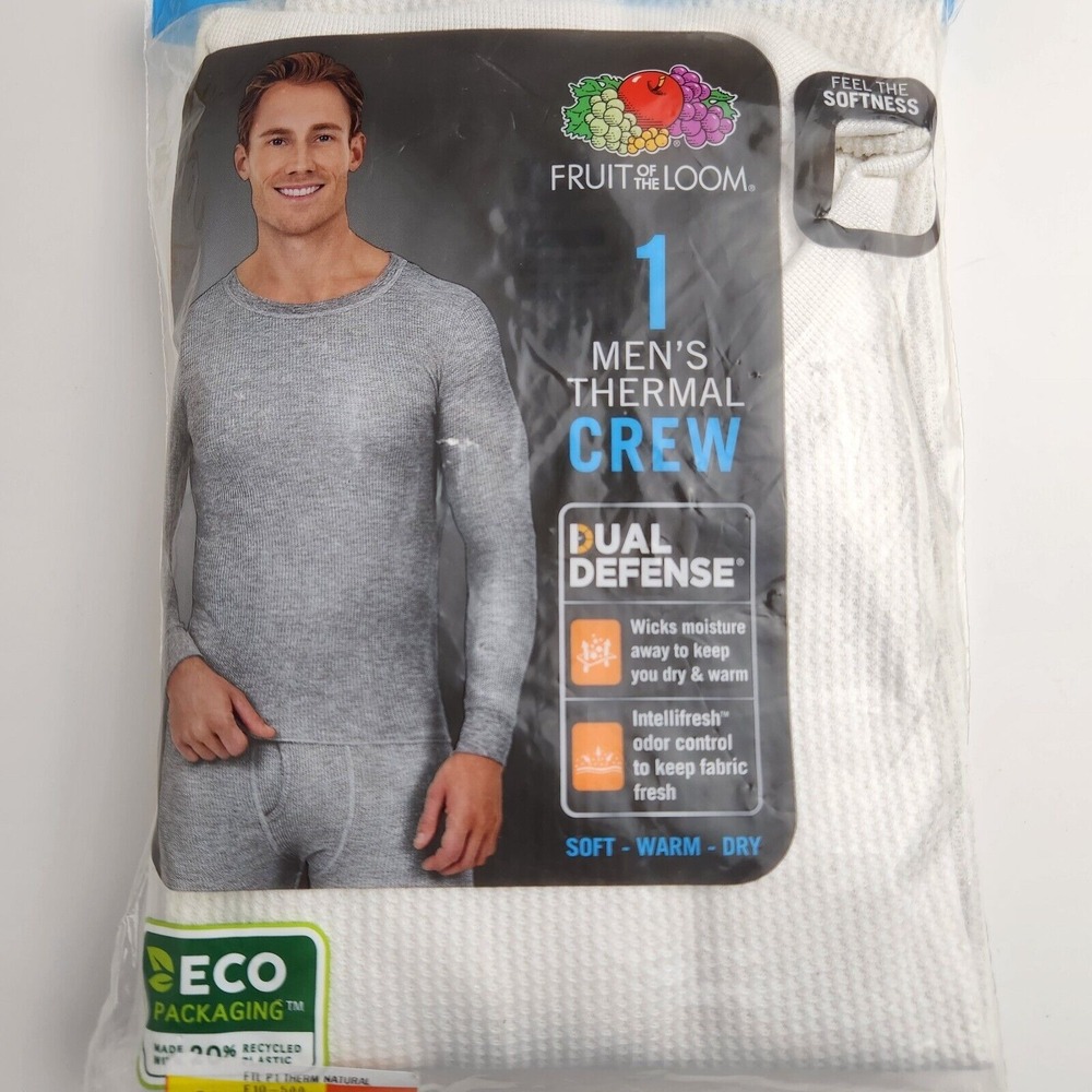 Fruit of the Loom Shirt Men's XL Crew Neck Thermal Waffle Base Layer